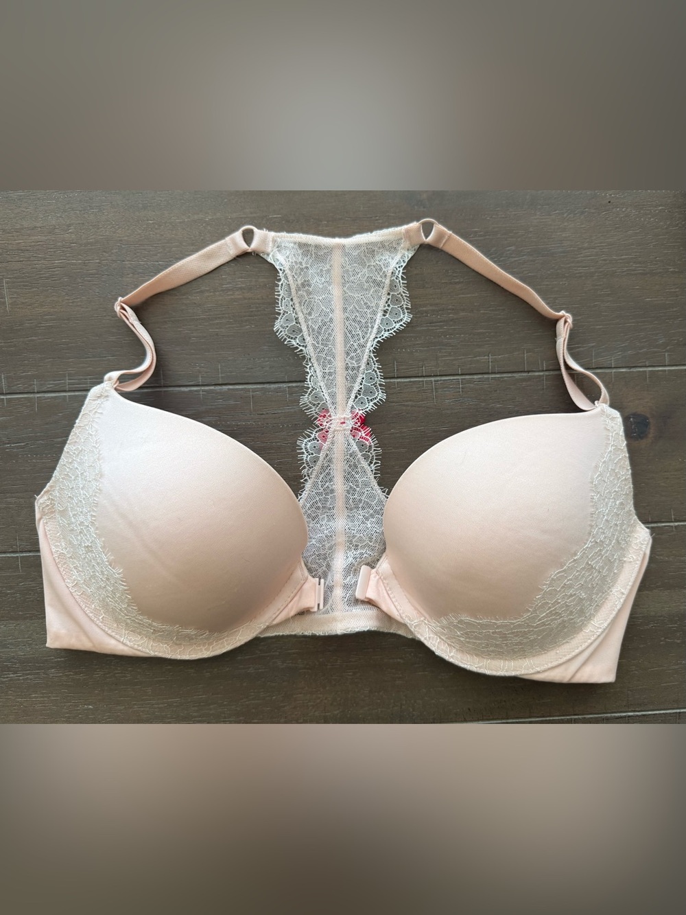 Victoria's Secret Lace Racerback T-Shirt Bra - Light Pink